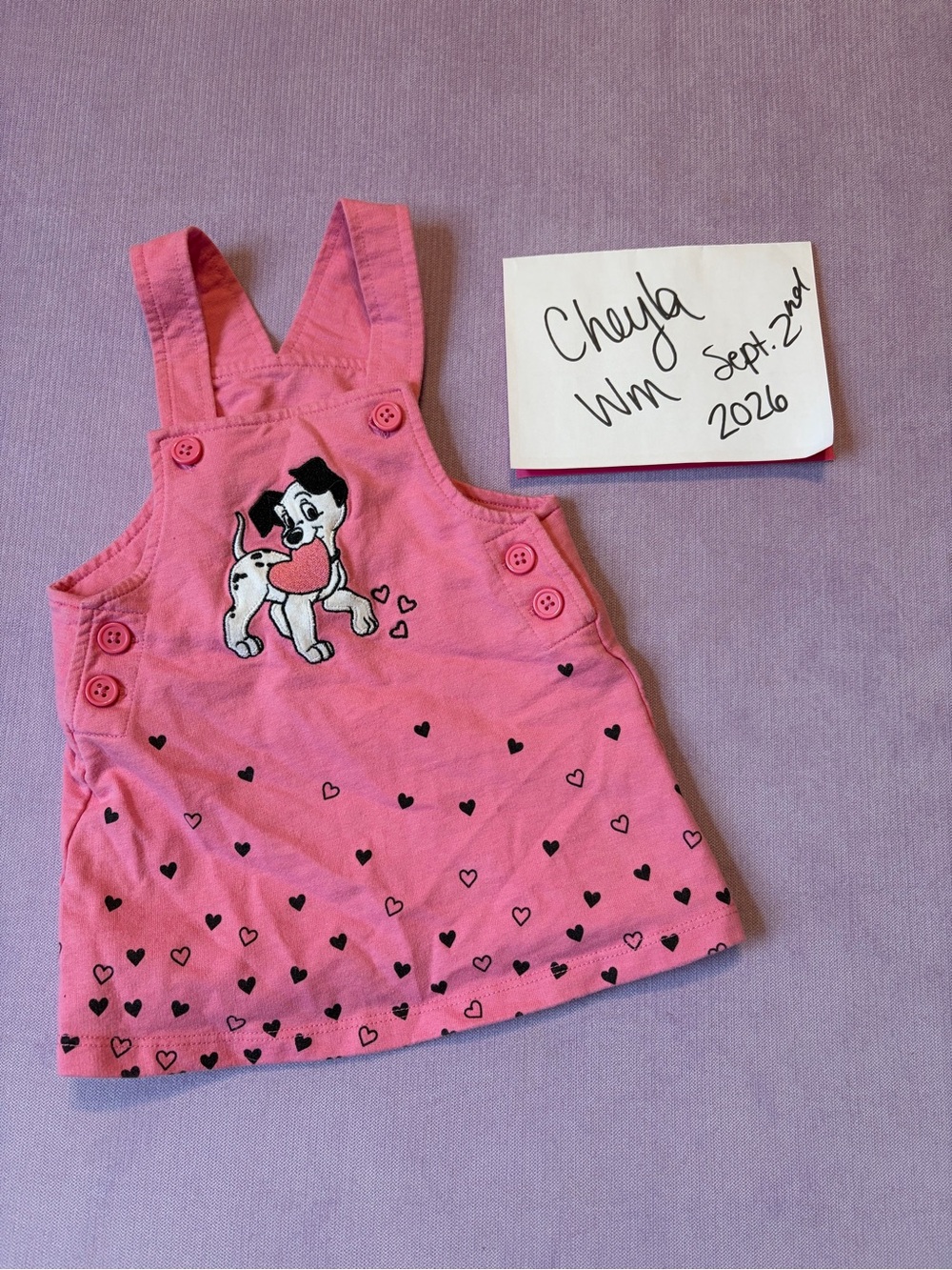Disney Pink Puppy Heart Print Overalls Dress